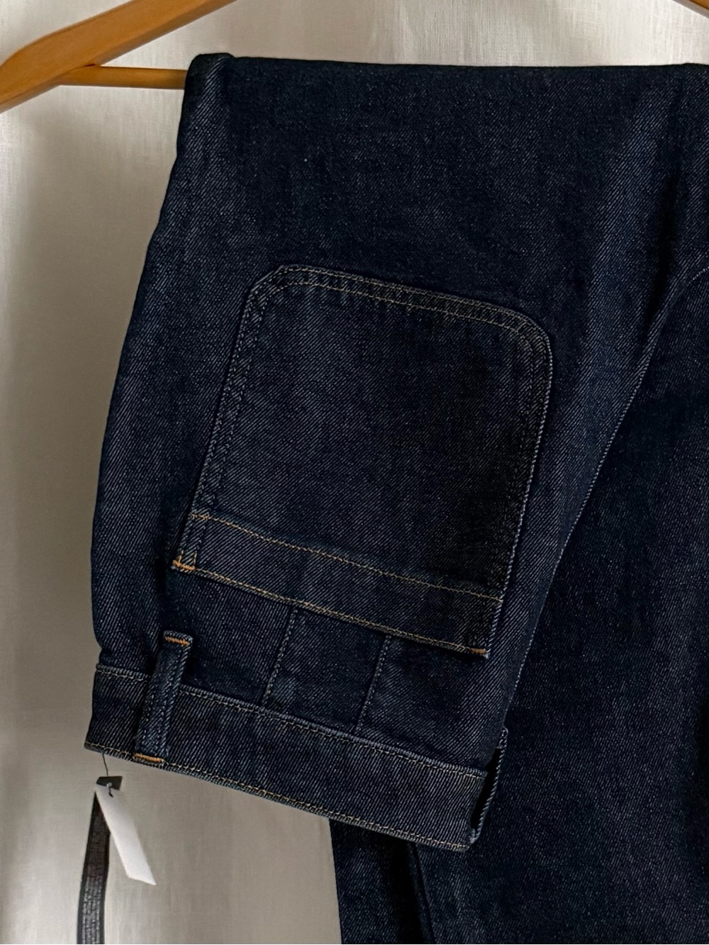 NWT Talbots Slim Straight Ankle Jeans 6 Dark Indigo Utility Patch Pocket Denim